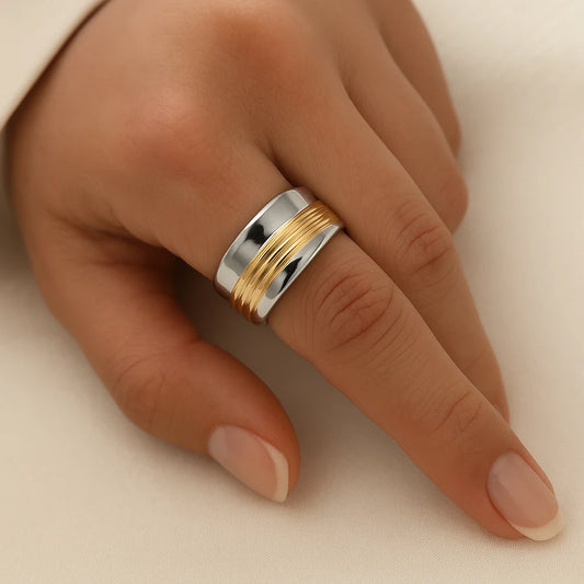 Tweekleurige Draadring | Zilver & Goud
