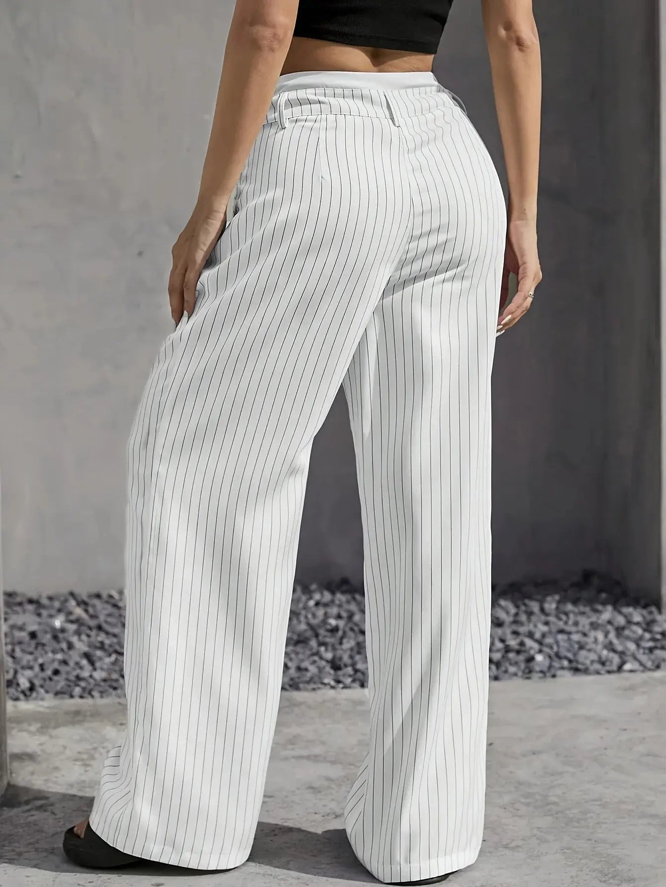 Lauren™ | Gestreepte hoge-taille broek