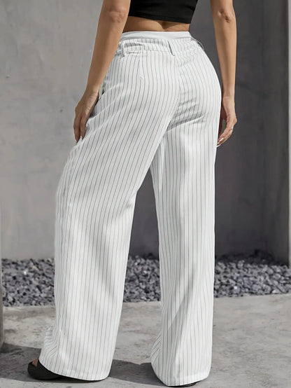 Lauren™ | Gestreepte hoge-taille broek
