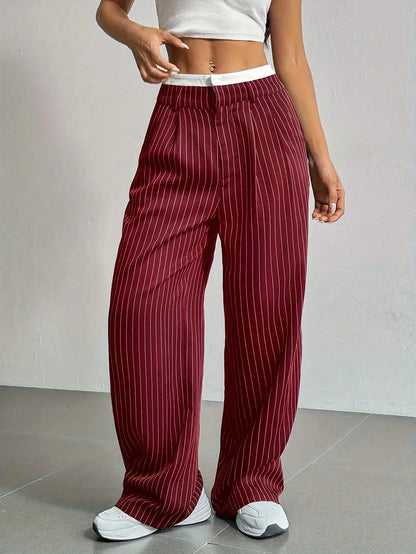 Lauren™ | Gestreepte hoge-taille broek