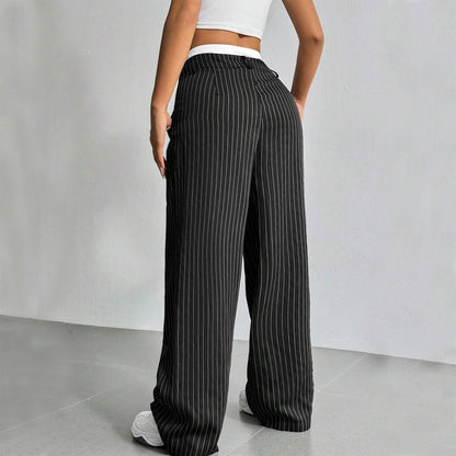Lauren™ | Gestreepte hoge-taille broek