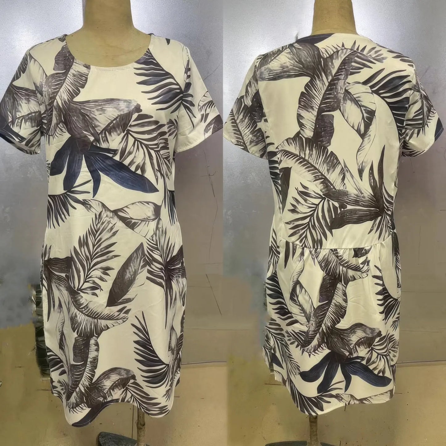 Fenna™ | Zomerjurk Met Ronde Hals, Zakjes, Bladrijke Elegantie
