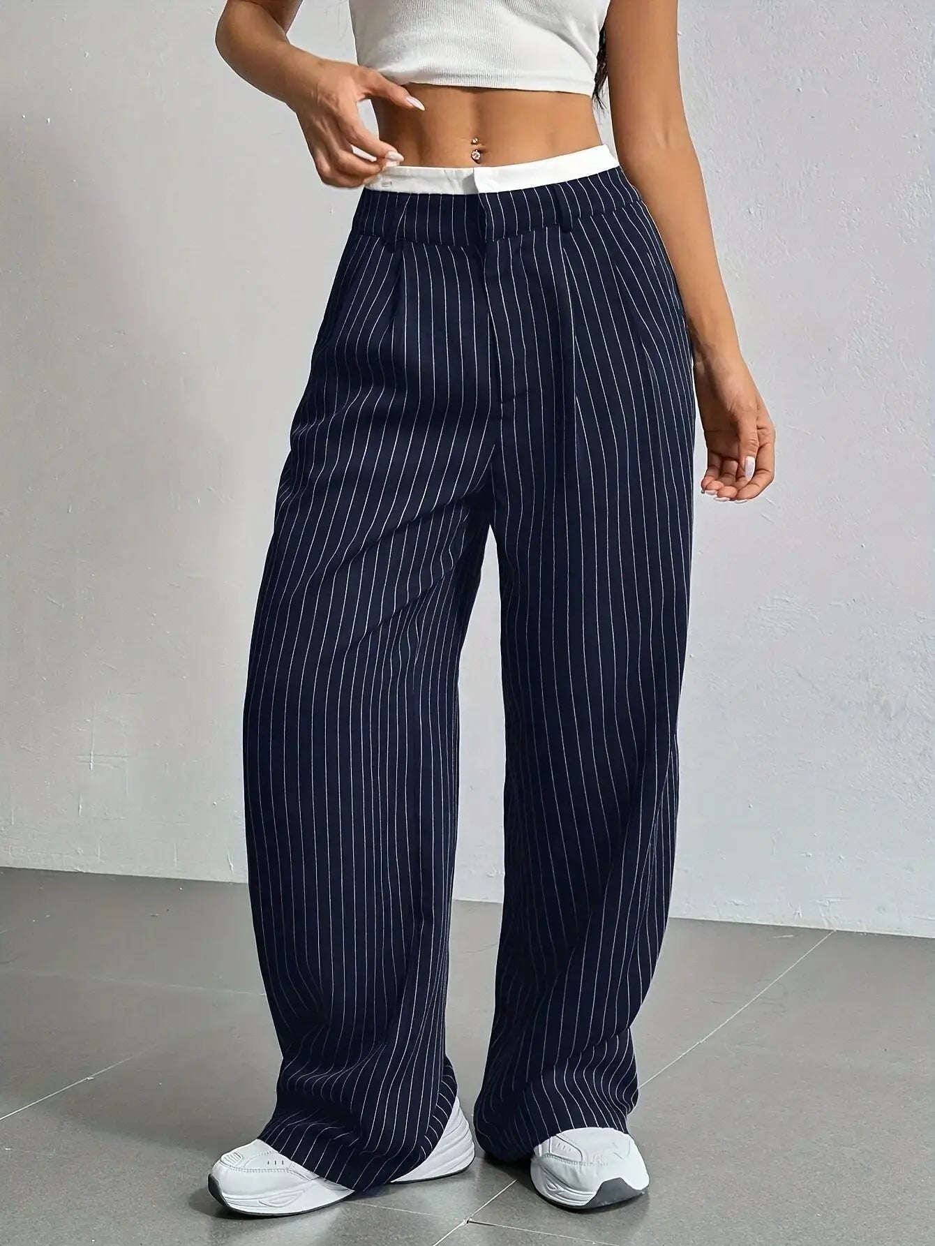 Lauren™ | Gestreepte hoge-taille broek