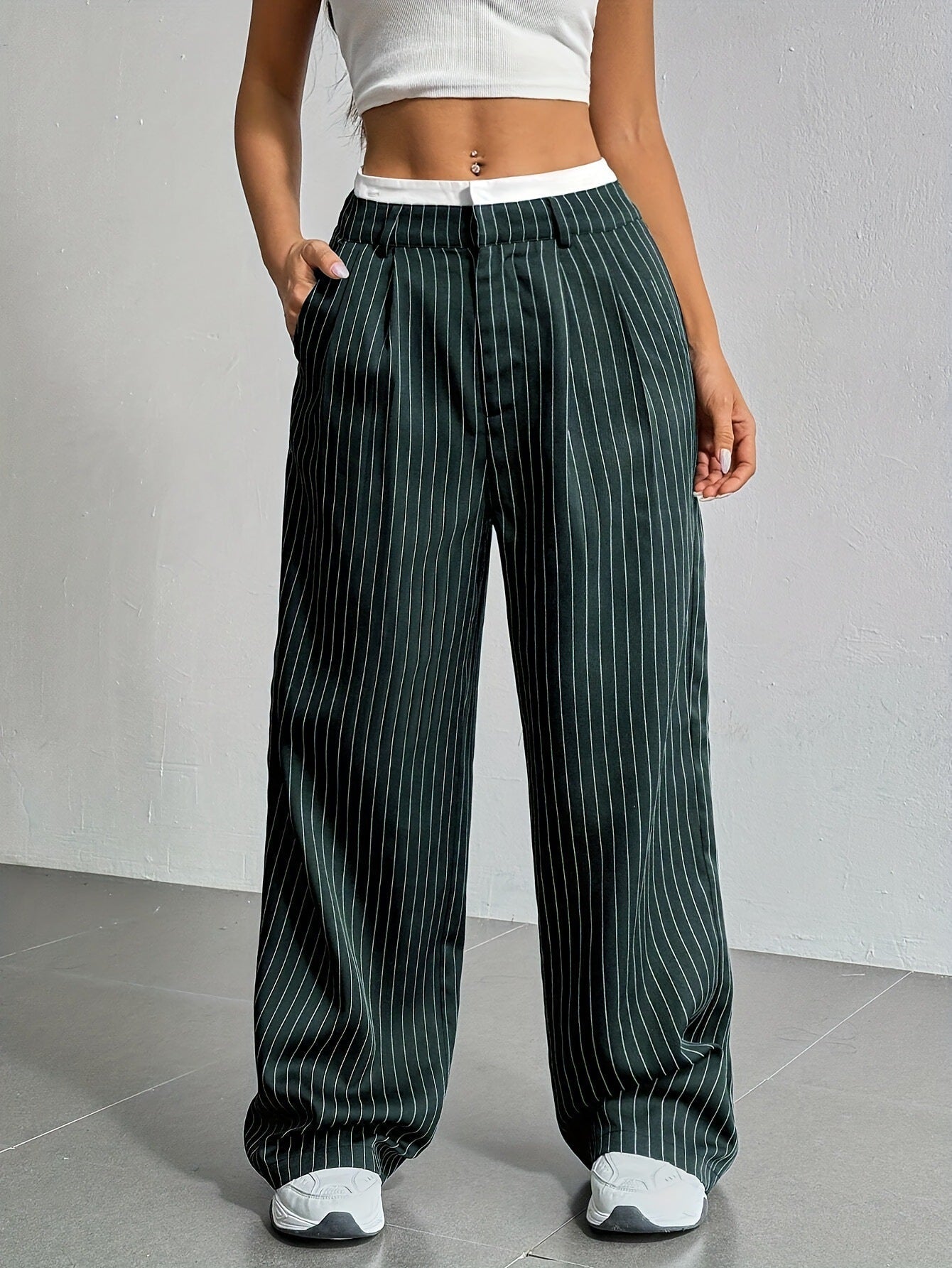 Lauren™ | Gestreepte hoge-taille broek