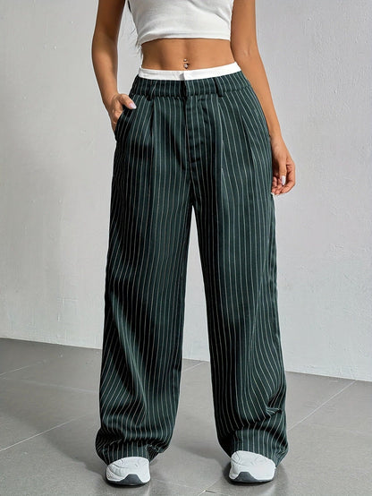 Lauren™ | Gestreepte hoge-taille broek