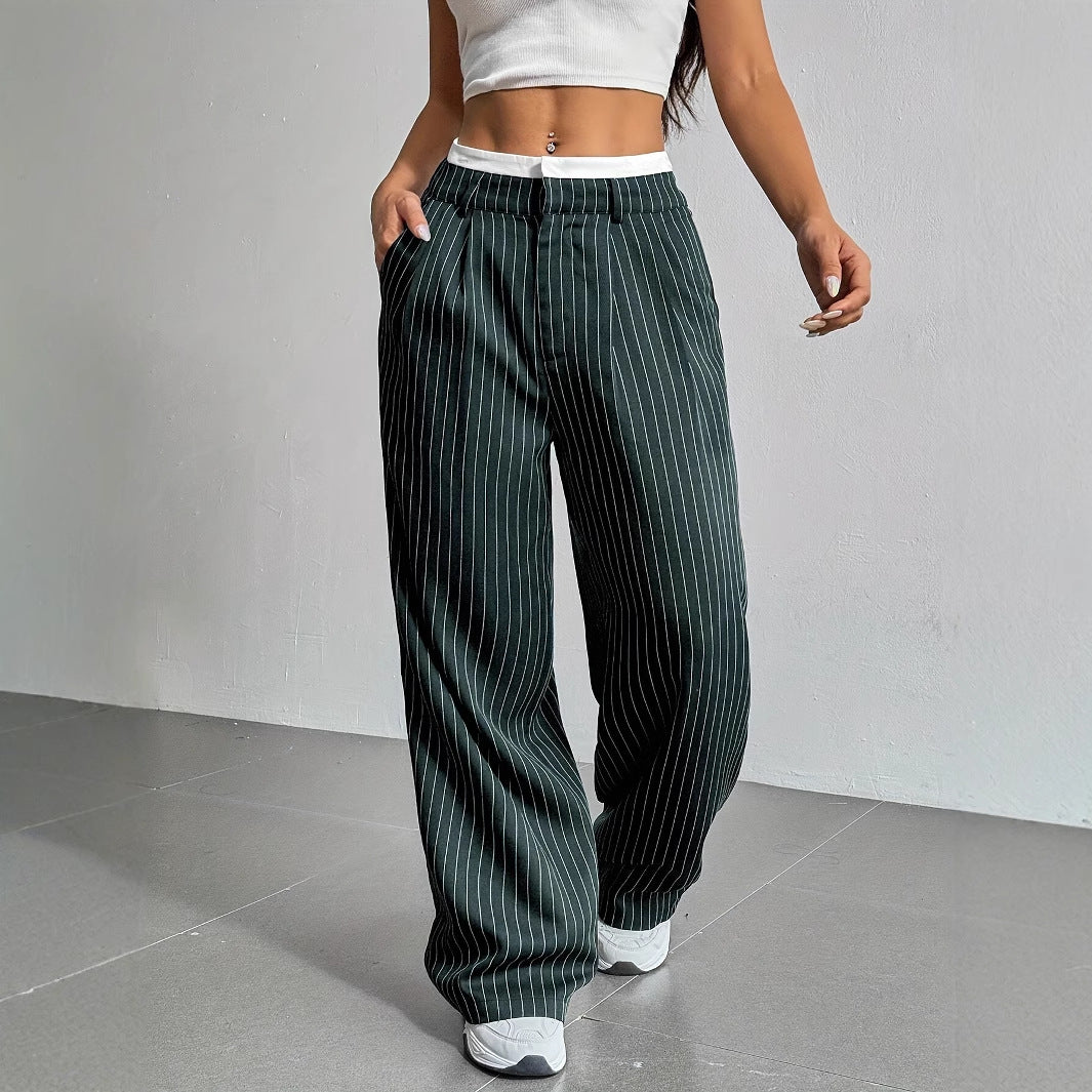 Lauren™ | Gestreepte hoge-taille broek
