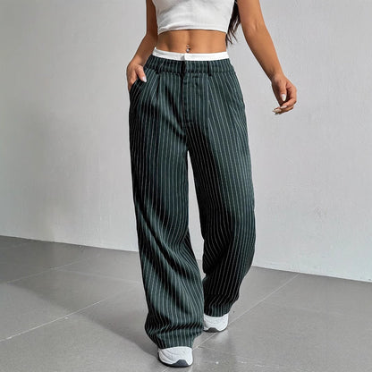Lauren™ | Gestreepte hoge-taille broek