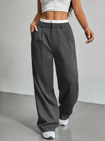 Lauren™ | Gestreepte hoge-taille broek