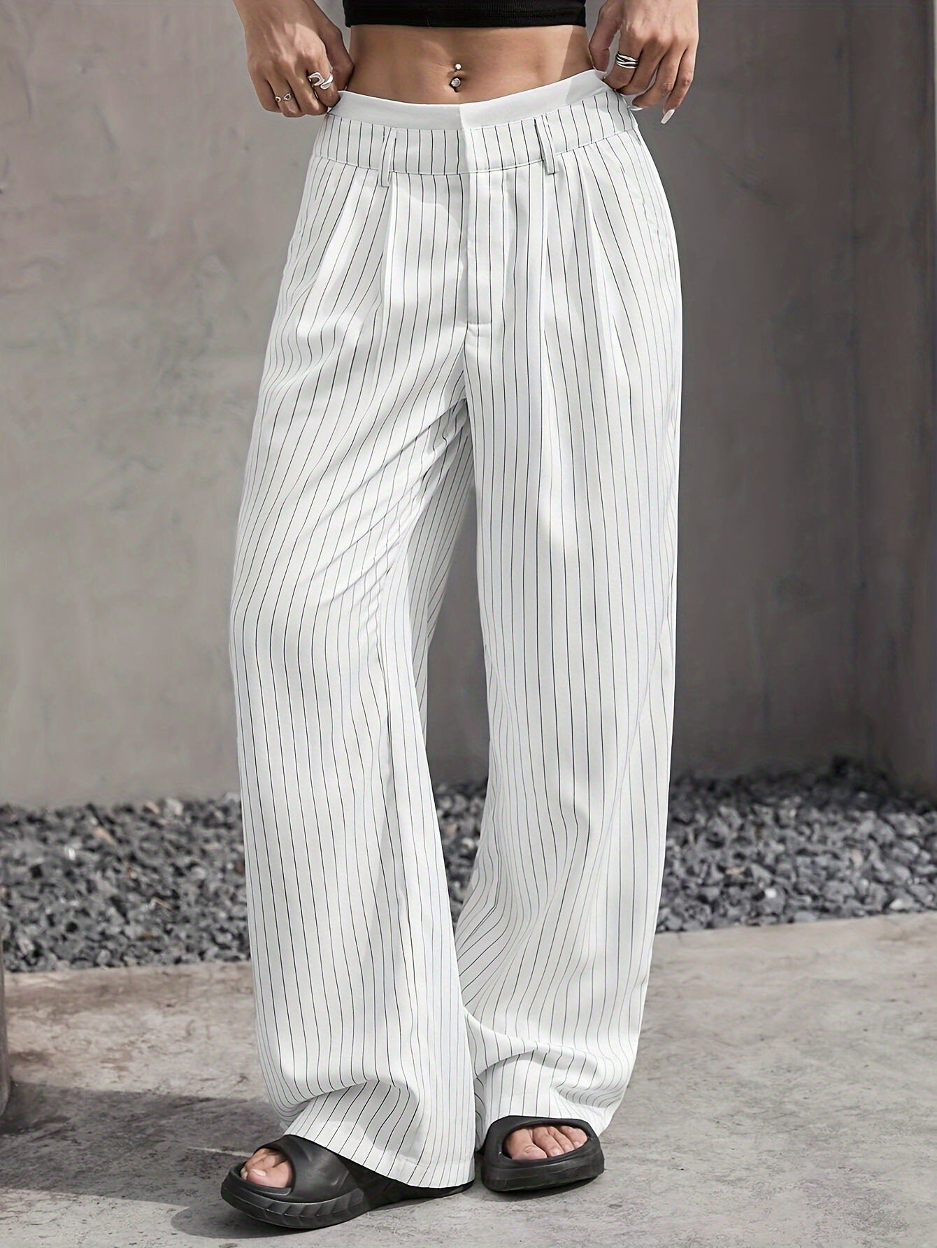 Lauren™ | Gestreepte hoge-taille broek