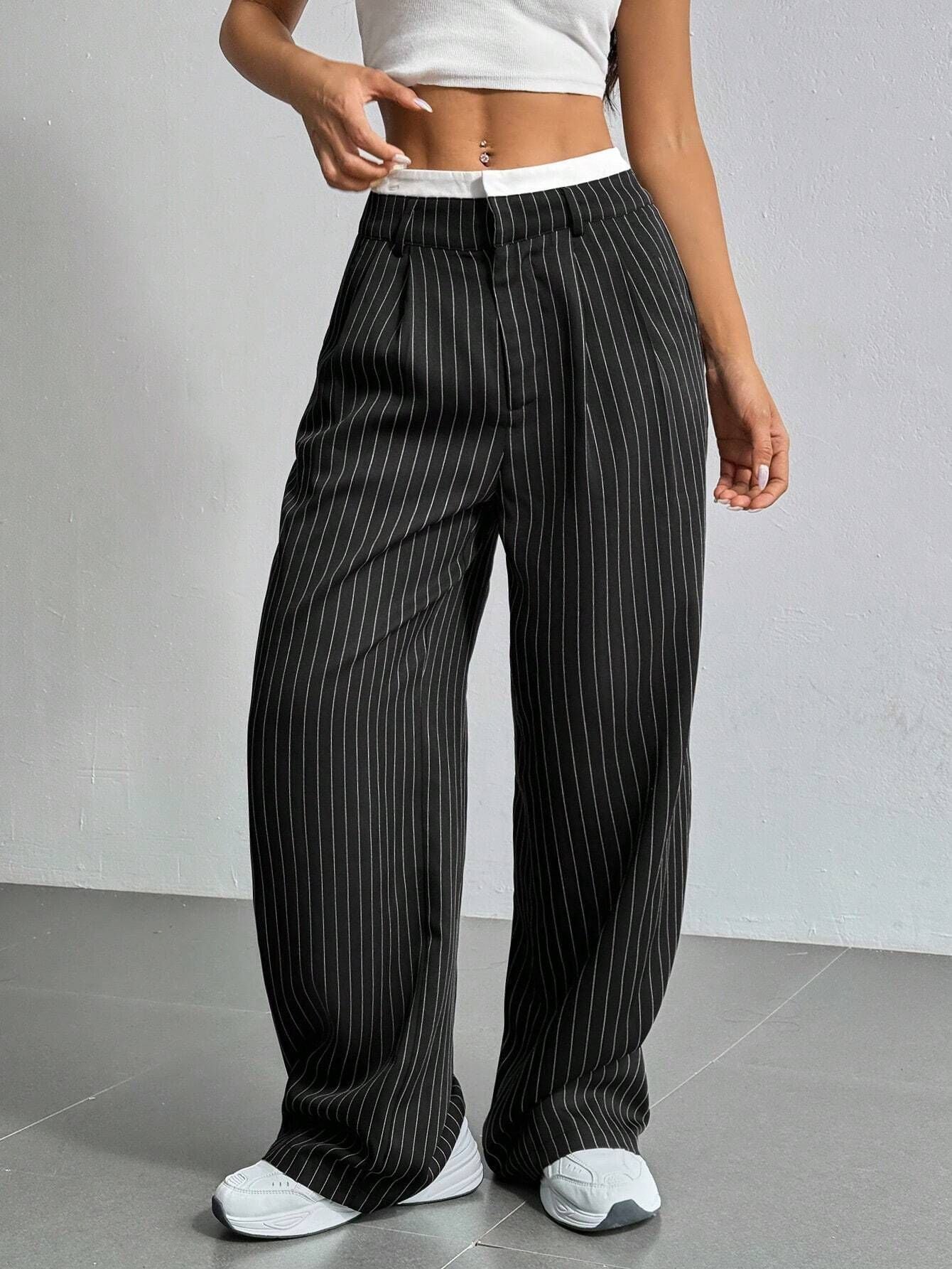 Lauren™ | Gestreepte hoge-taille broek
