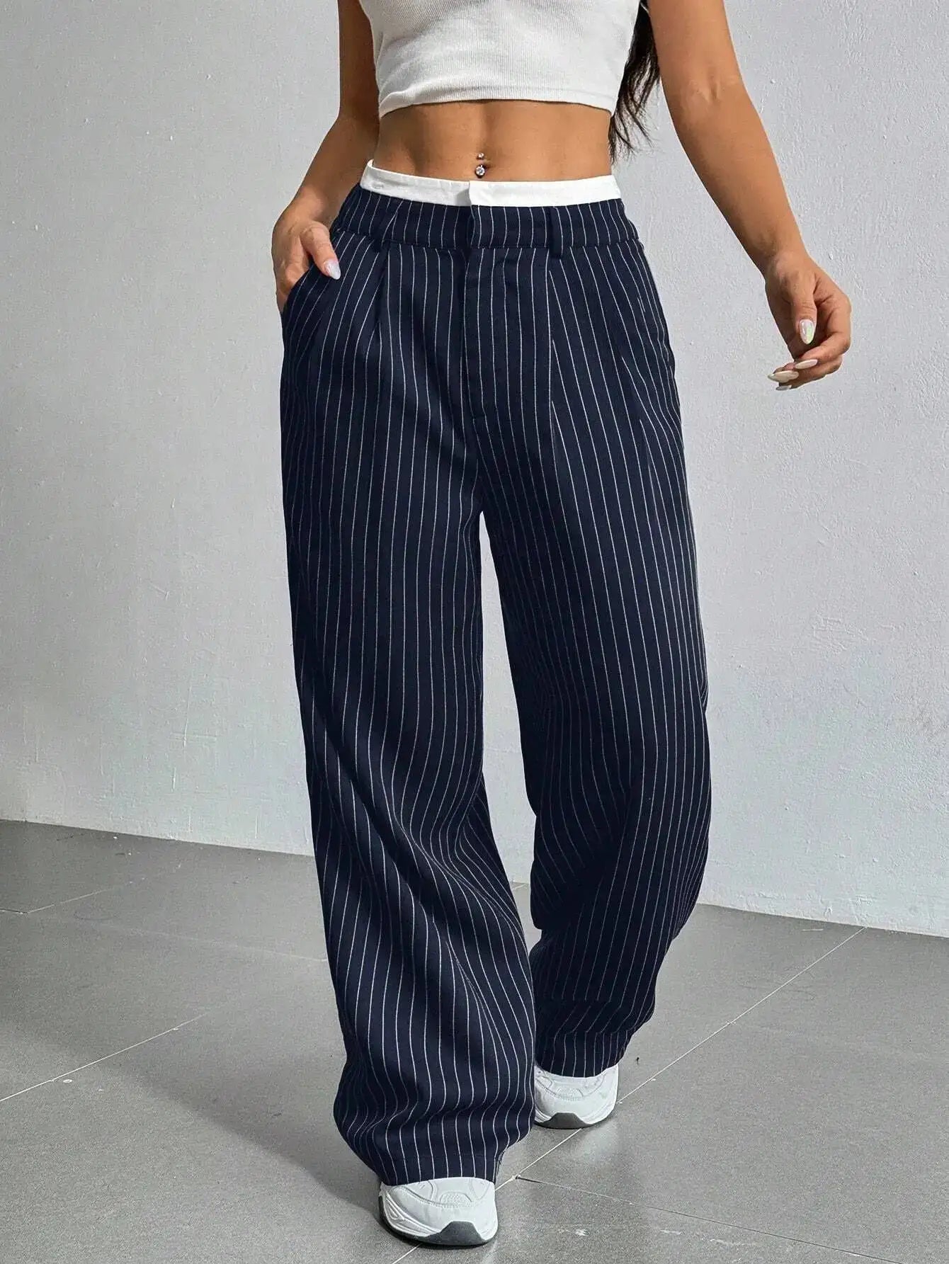 Lauren™ | Gestreepte hoge-taille broek