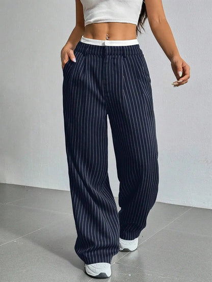 Lauren™ | Gestreepte hoge-taille broek